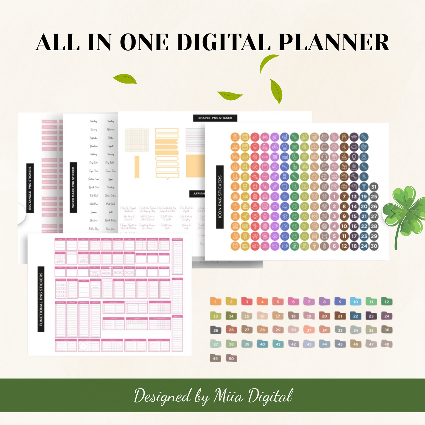 All-in-One Digital Planner, Digital Goodnote Template, Weekly, Daily Planner, Notability