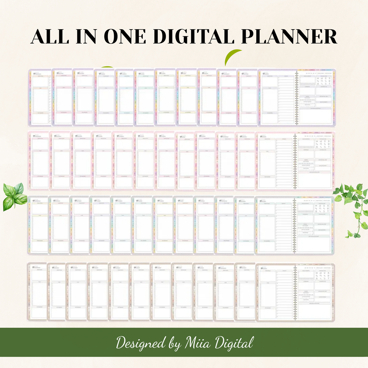 All-in-One Digital Planner, Digital Goodnote Template, Weekly, Daily Planner, Notability