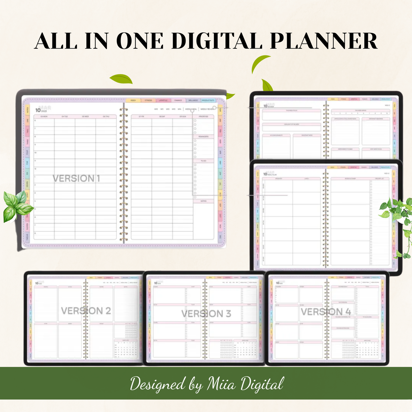 All-in-One Digital Planner, Digital Goodnote Template, Weekly, Daily Planner, Notability