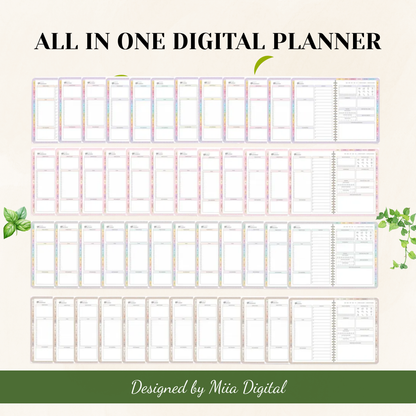 All-in-One Digital Planner, Digital Goodnote Template, Weekly, Daily Planner, Notability