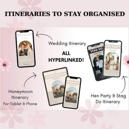 Wedding Planner Spreadsheet Wedding Budget Tracker Honeymoon Planner Checklist Guest List Tracker Wedding Travel Itinerary Seating Plan