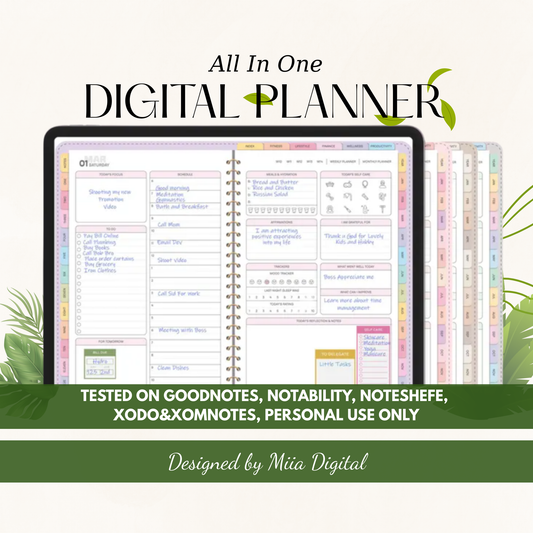 All-in-One Digital Planner, Digital Goodnote Template, Weekly, Daily Planner, Notability
