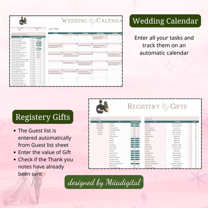 EXCEL Wedding Budget Wedding Planner Spreadsheet Google Sheets Budget Excel Wedding Finance Tracker Wedding Cost Tracking Expenses Bride Budget