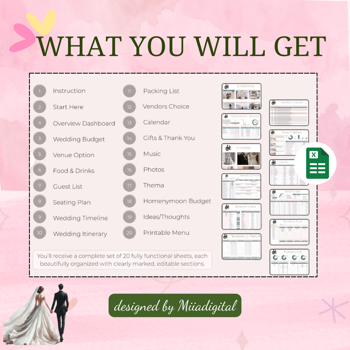 EXCEL Wedding Budget Wedding Planner Spreadsheet Google Sheets Budget Excel Wedding Finance Tracker Wedding Cost Tracking Expenses Bride Budget
