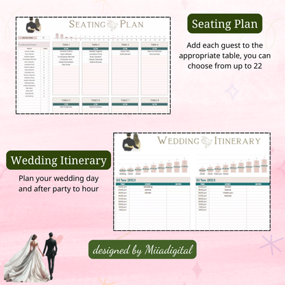 EXCEL Wedding Budget Wedding Planner Spreadsheet Google Sheets Budget Excel Wedding Finance Tracker Wedding Cost Tracking Expenses Bride Budget